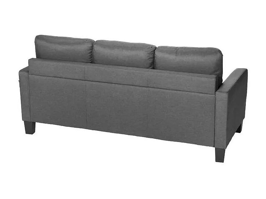 Modernes 3-Sitzer Ecksofa Pouf 2 Kissen Wohnzimmer Remissus - Grau