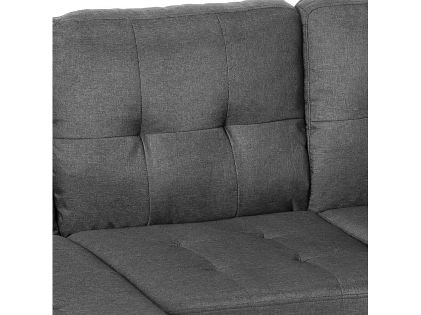 Modernes 3-Sitzer Ecksofa Pouf 2 Kissen Wohnzimmer Remissus - Grau