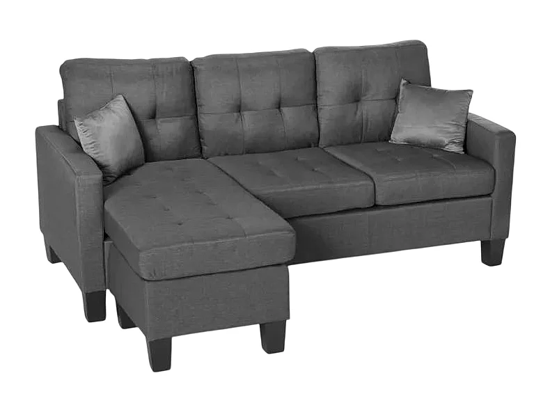 Sofá moderno esquinero 3 plazas pouf 2 cojines salón Remissus - Gris