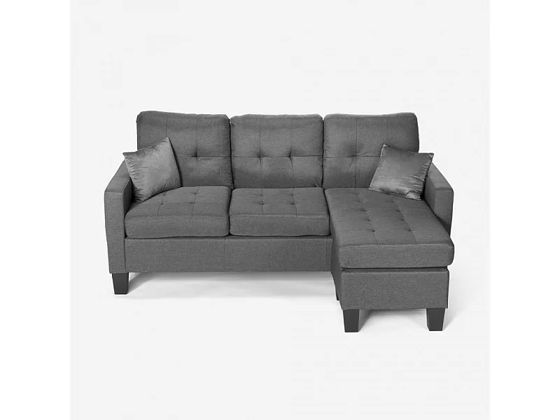Sofá moderno esquinero 3 plazas pouf 2 cojines salón Remissus - Gris