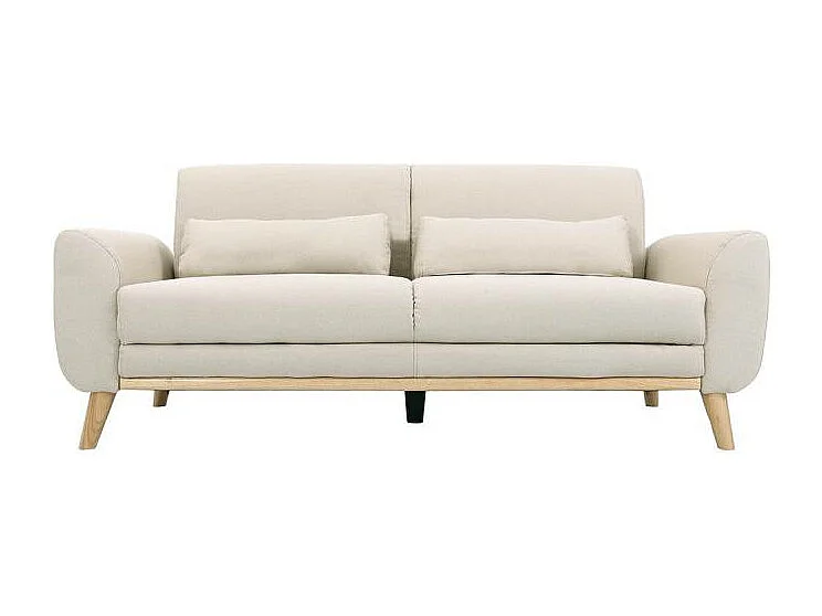 Design-Sofa 3 Plätze Stoff naturfarben Eichenbeine EKTOR