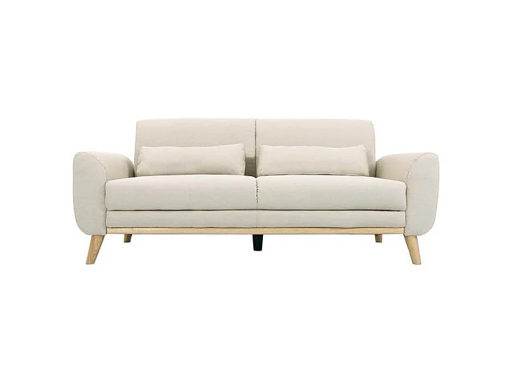 Canapé 3 places fixe design scandinave en velours et bois ANTOINE