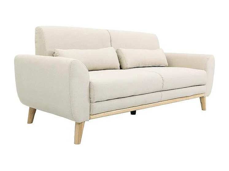 Divano design 3 posti tessuto naturale piedi in quercia EKTOR