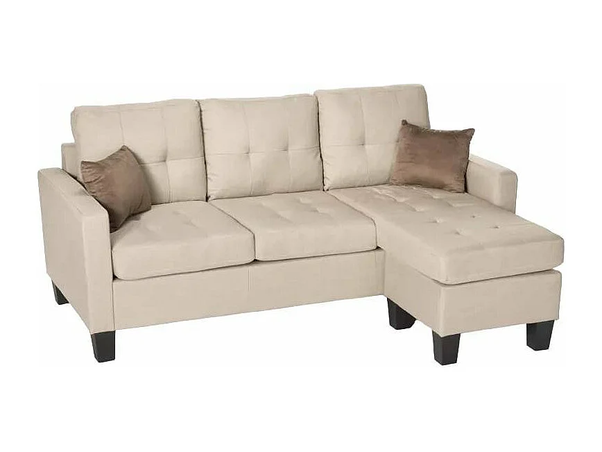 Sofá moderno esquinero 3 plazas pouf 2 cojines salón Remissus - Beige