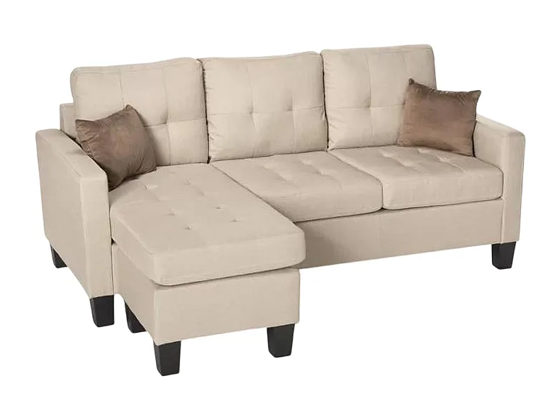 Sofá moderno esquinero 3 plazas pouf 2 cojines salón Remissus - Beige