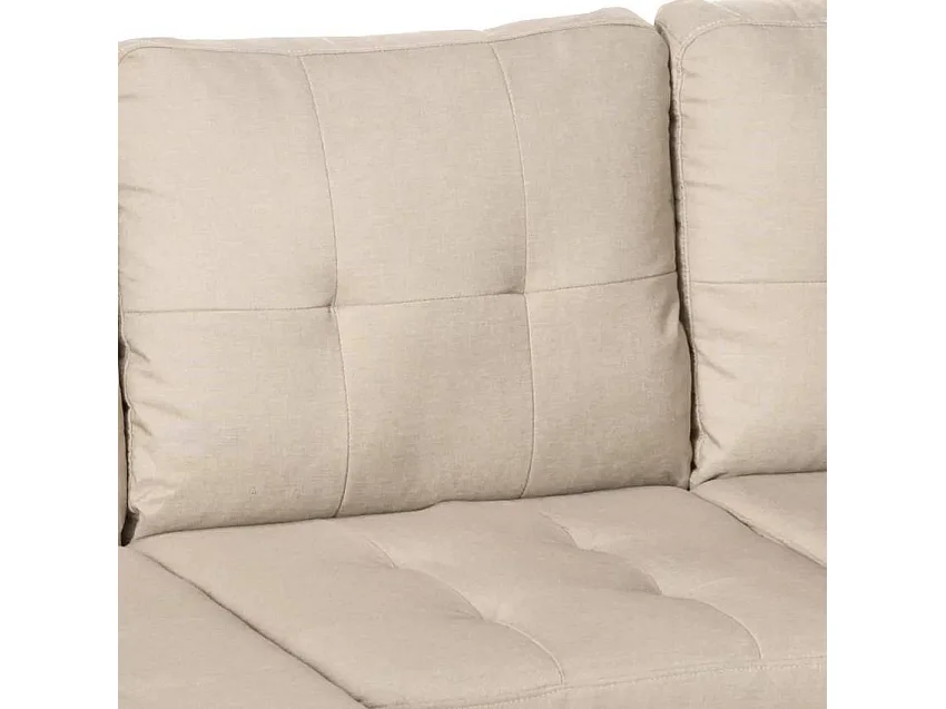 Sofá moderno esquinero 3 plazas pouf 2 cojines salón Remissus - Beige