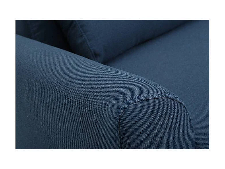 Sofá diseño 3 plazas tejido azul patas roble EKTOR