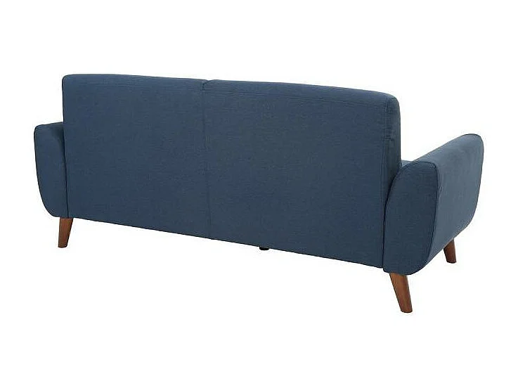 Sofá diseño 3 plazas tejido azul patas roble EKTOR