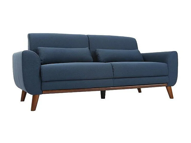 Canapé 3 places fixe design scandinave en velours et bois ANTOINE