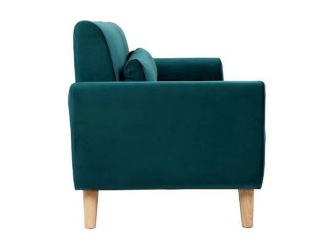 Canapé 3 places fixe design scandinave en velours et bois ANTOINE