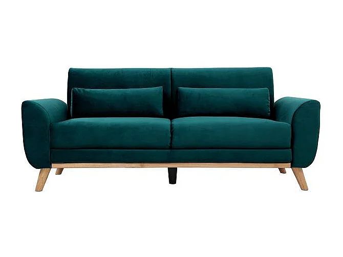 Divano scandinavo 3 posti velluto blu petrolio EKTOR