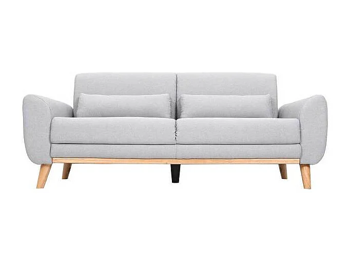 Design-Sofa 3 Plätze Stoff Hellgrau Eichenbeine EKTOR
