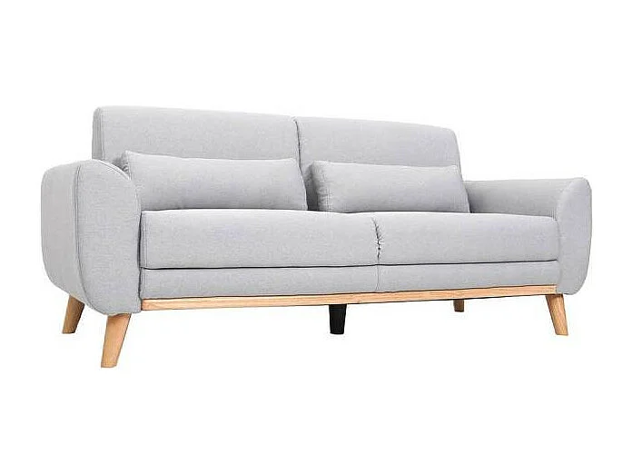 Design-Sofa 3 Plätze Stoff Hellgrau Eichenbeine EKTOR