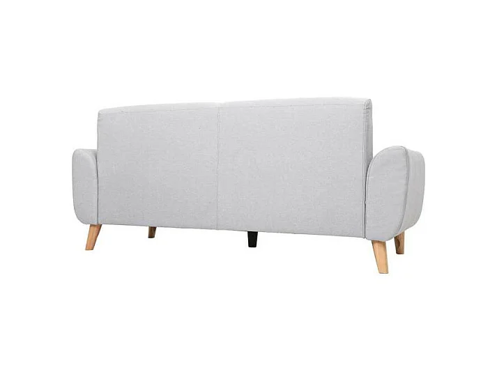 Sofá diseño 3 plazas tejido gris claro patas roble EKTOR