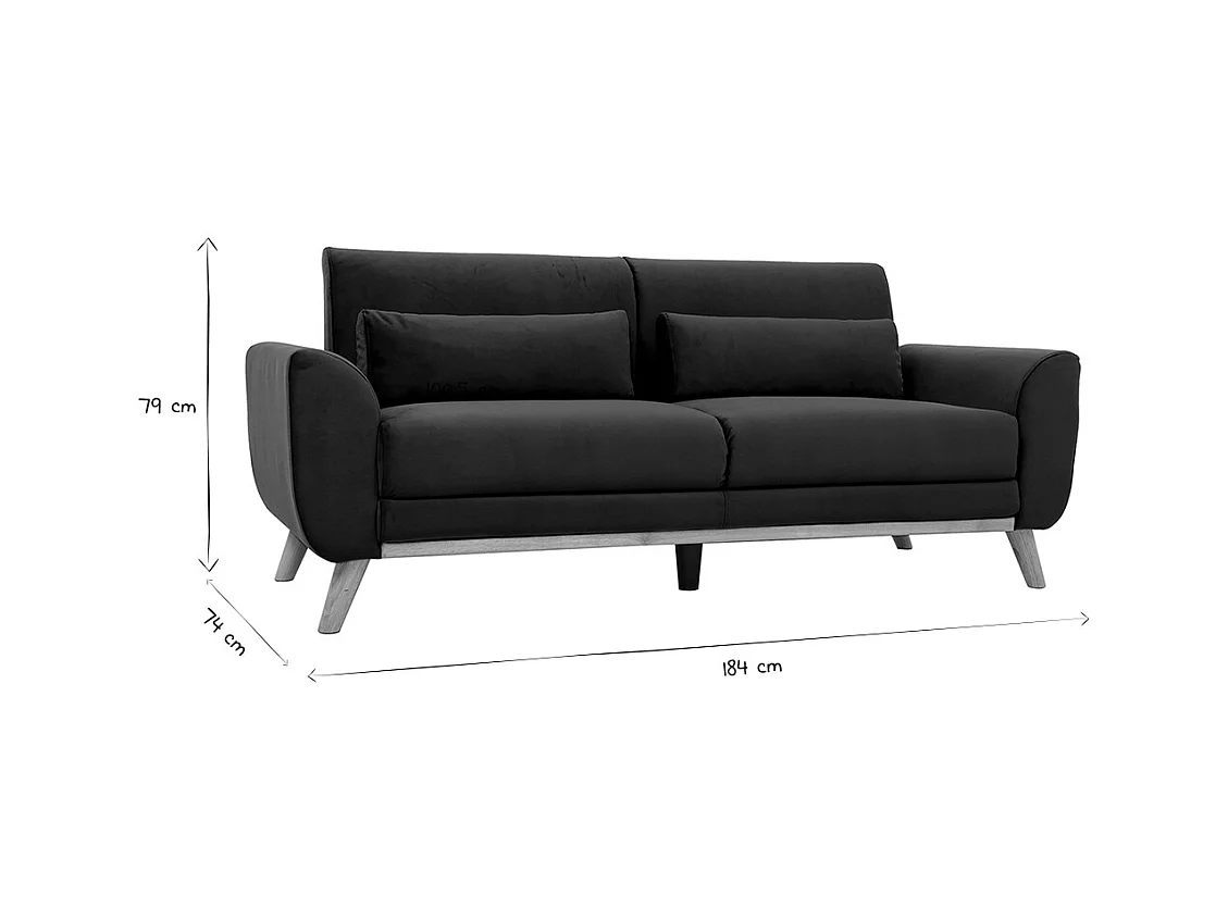Sofá diseño 3 plazas tejido gris claro patas roble EKTOR