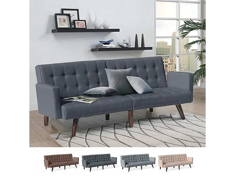 Divano letto clic-clac 3 posti in tessuto Pero