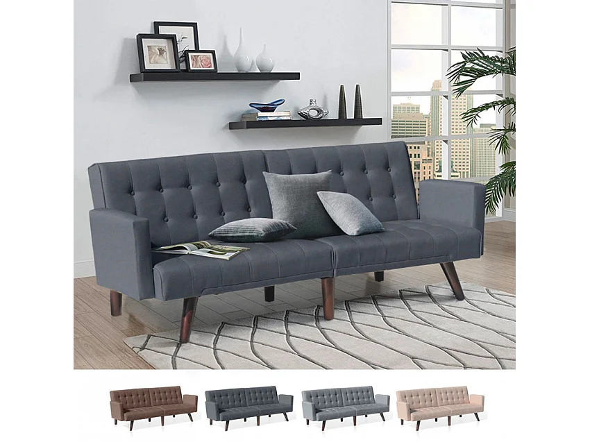 Divano letto clic-clac 3 posti in tessuto Pero