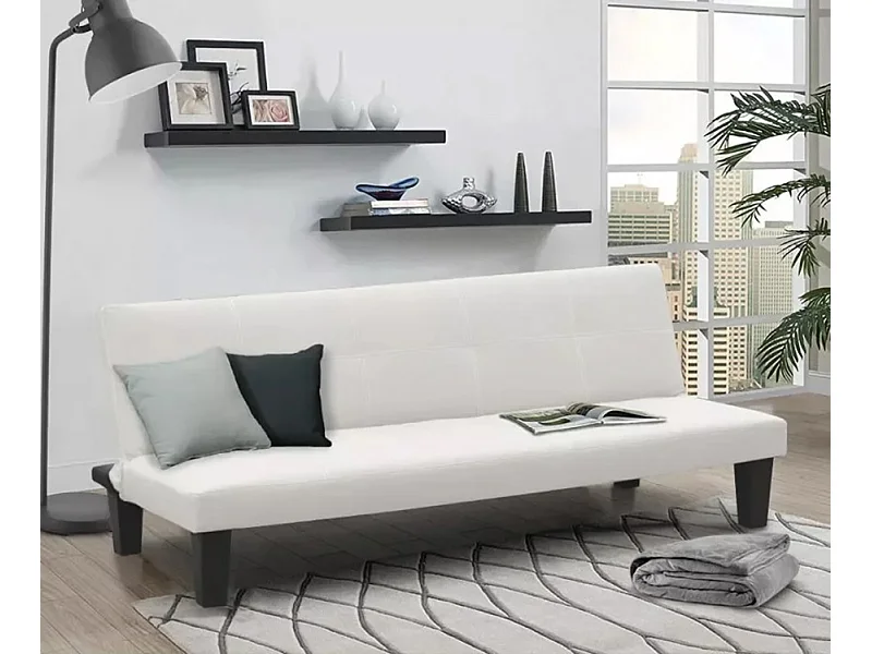 Sofá cama 3 plazas cuero polipiel Topazio pronto letto - Blanco