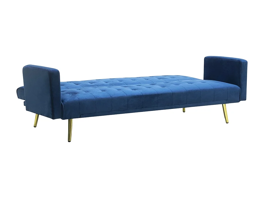 Modernes clic clac 3-Sitzer Samt Schlafsofa Caullae goldene Beine - Blau