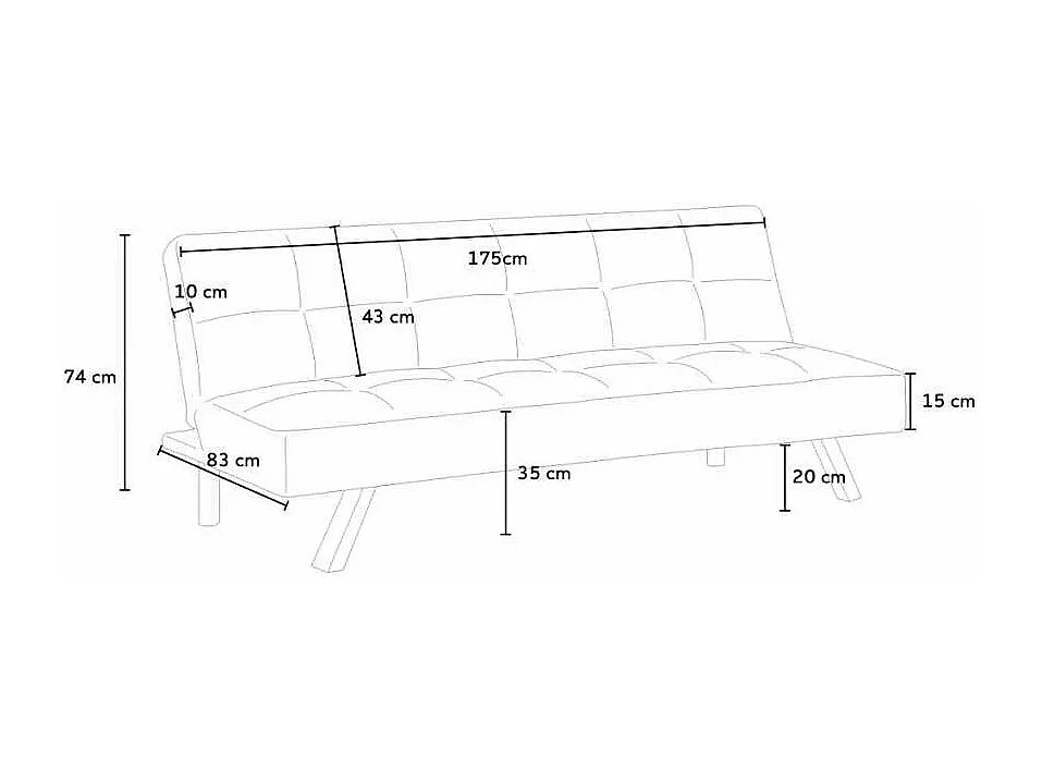 Divano letto convertibile a 3 posti clic clac moderno robusto Mandorlo