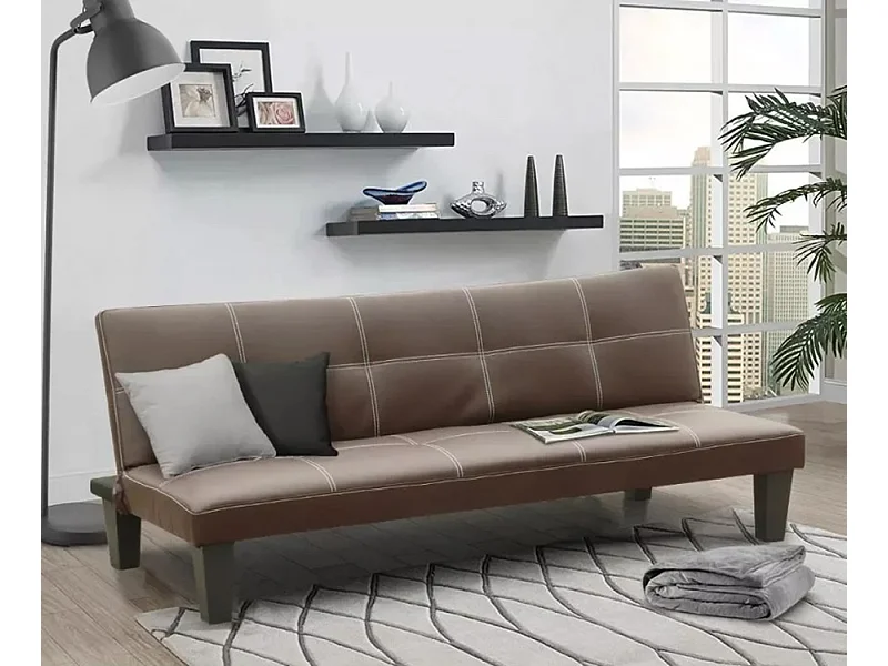 Günstiges Topazio 3-Sitzer Kunstleder Schlafsofa Klappsofa - Braun