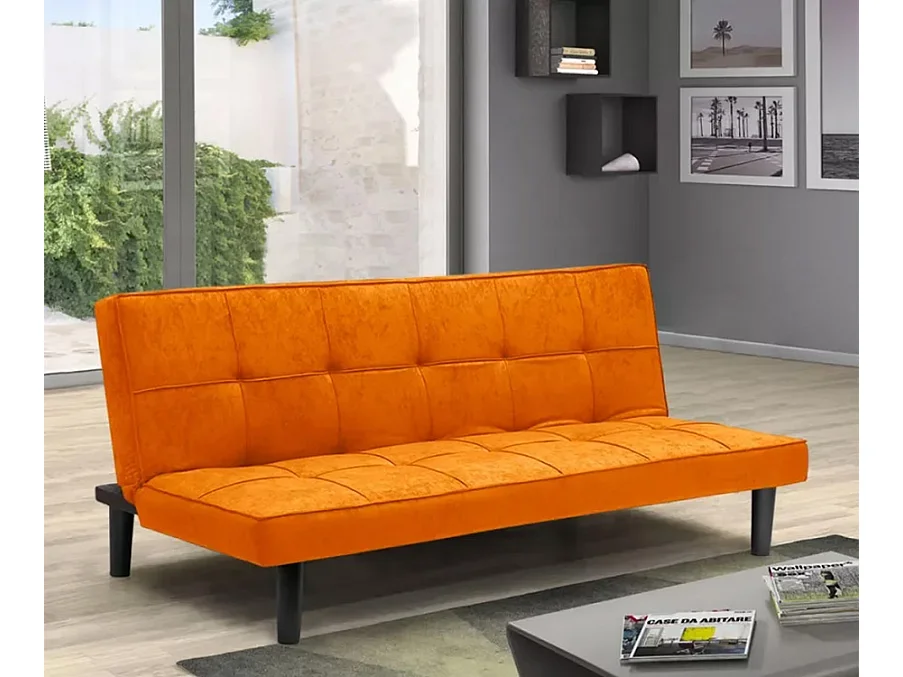 Divano letto clic-clac 3 posti in tessuto moderno e chic Pesco