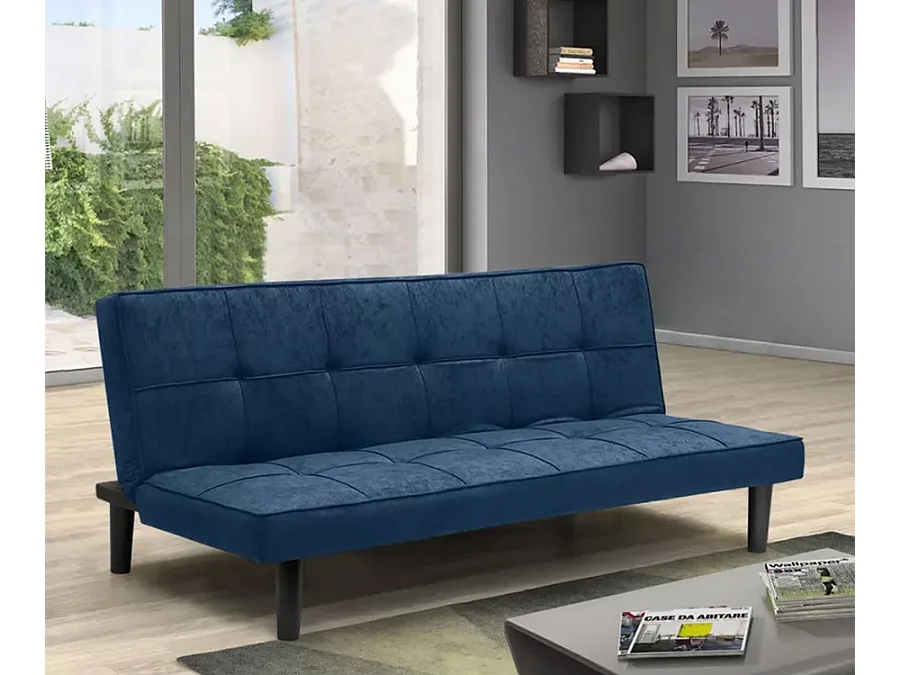 Giada 2-Sitzer Stoff Design Sofa Bett für Haus und Büro - Blau