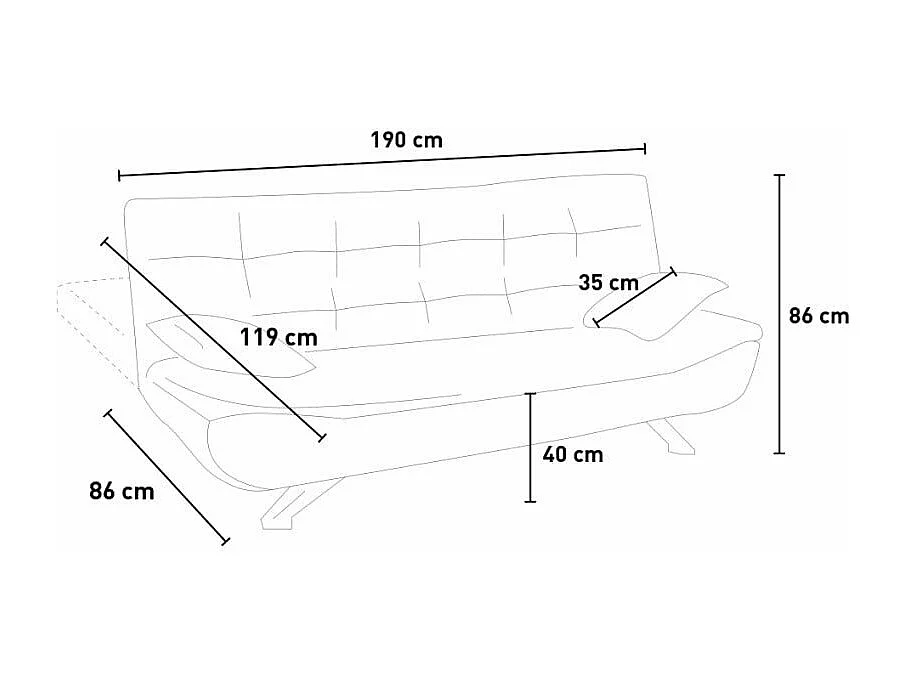 Divano 2 posti clic-clac in microfibra di design moderno Cipresso