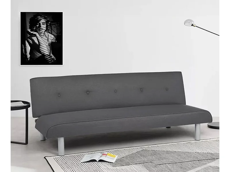 Schlafsofa 3-Sitzer aus Stoff für Wohnzimmer Larimar XL - Dunkel Grau