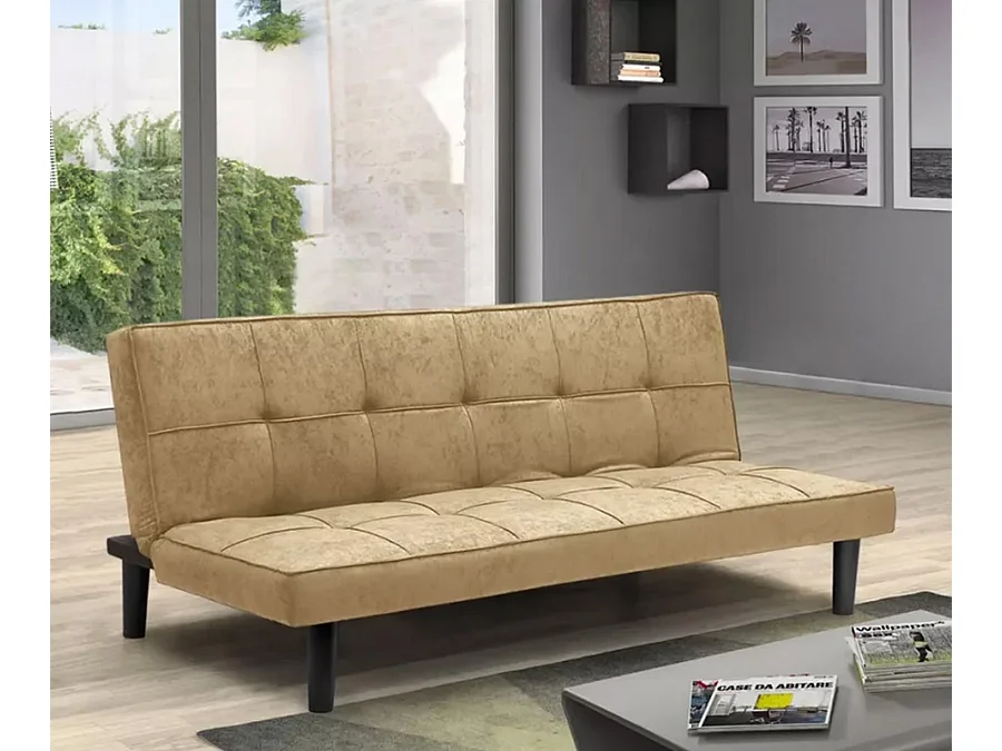 Divano letto clic-clac 3 posti in tessuto moderno e chic Pesco