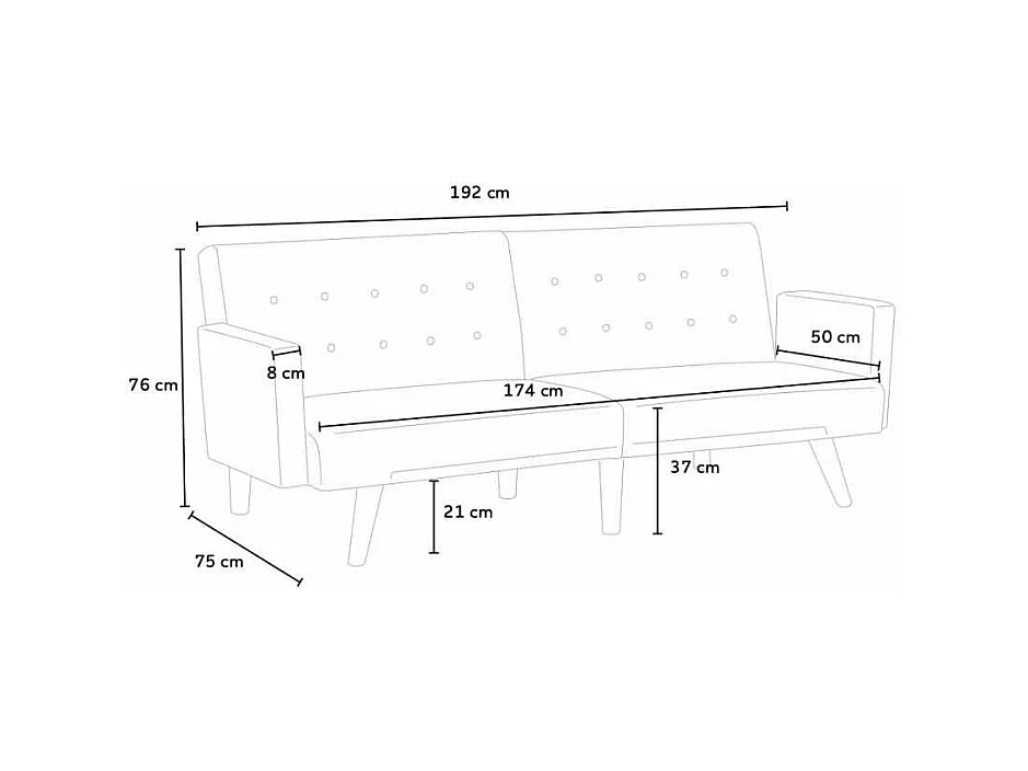 Canapé clic-clac 3 places en tissu Pero