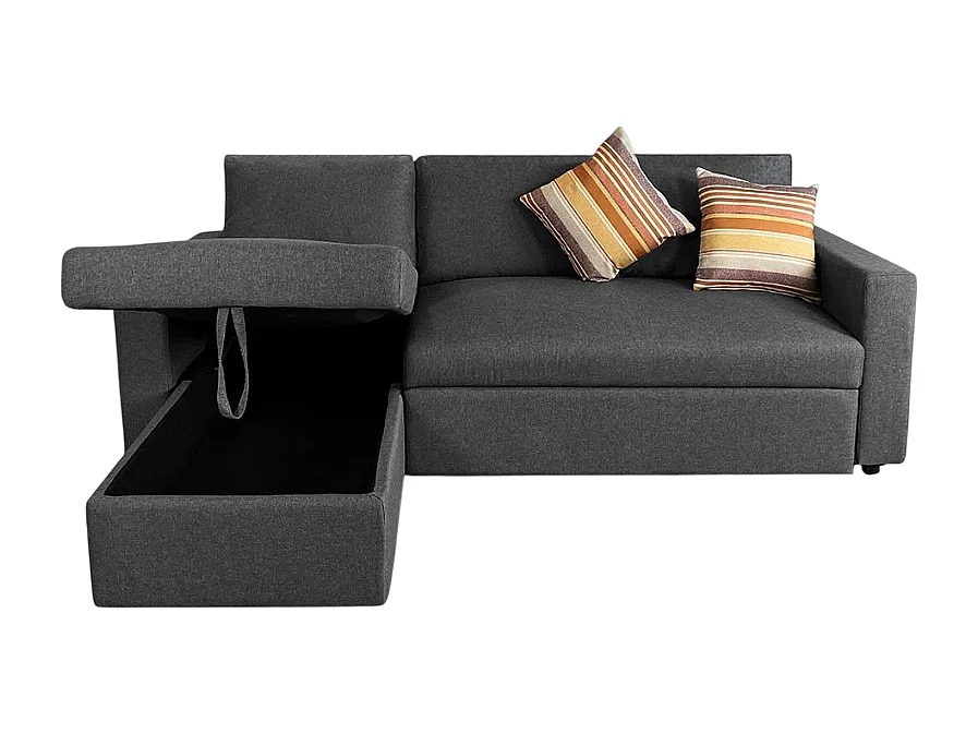 3-Sitzer-Sofa aus Stoff mit Halbinsel und Stauraum Positis Design