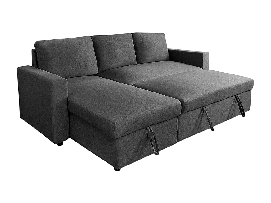 3-Sitzer-Sofa aus Stoff mit Halbinsel und Stauraum Positis Design