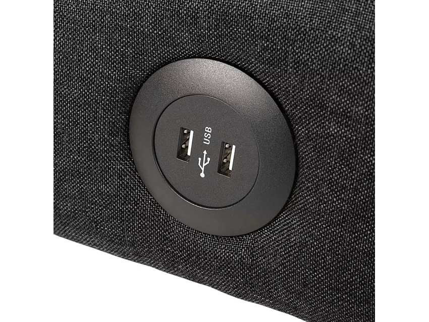 Divano letto clic-clac 2 posti in tessuto con porta USB Tasso