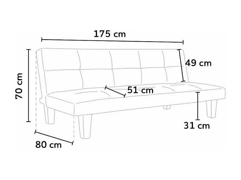 Canapé convertible 3 places clic-clac design moderne Prugno