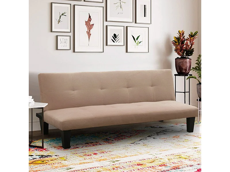 Sofá cama 2 plazas microfibra con patas para casa y sala de espera Onice ProNTO LETTO - Beige