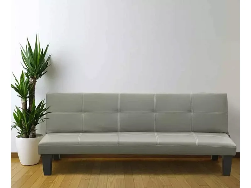 Sofá cama 3 plazas cuero polipiel Topazio pronto letto - Gris