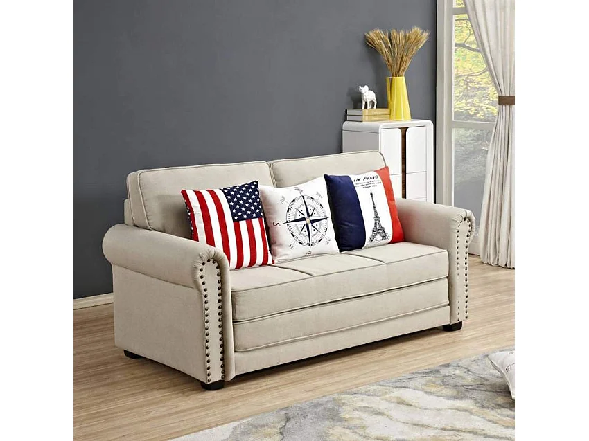 Canapé convertible 3 places en tissu avec coussins Ciliegio