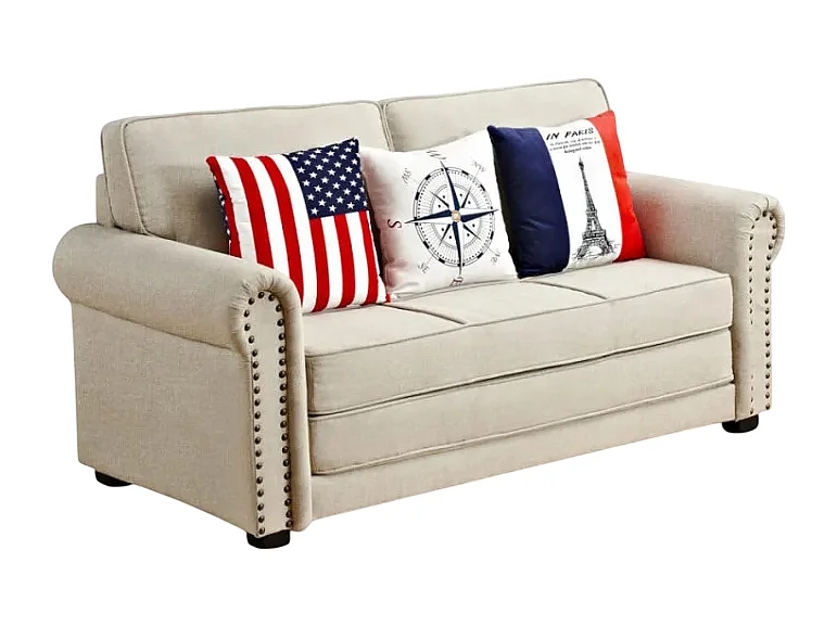 Canapé convertible 3 places en tissu avec coussins Ciliegio