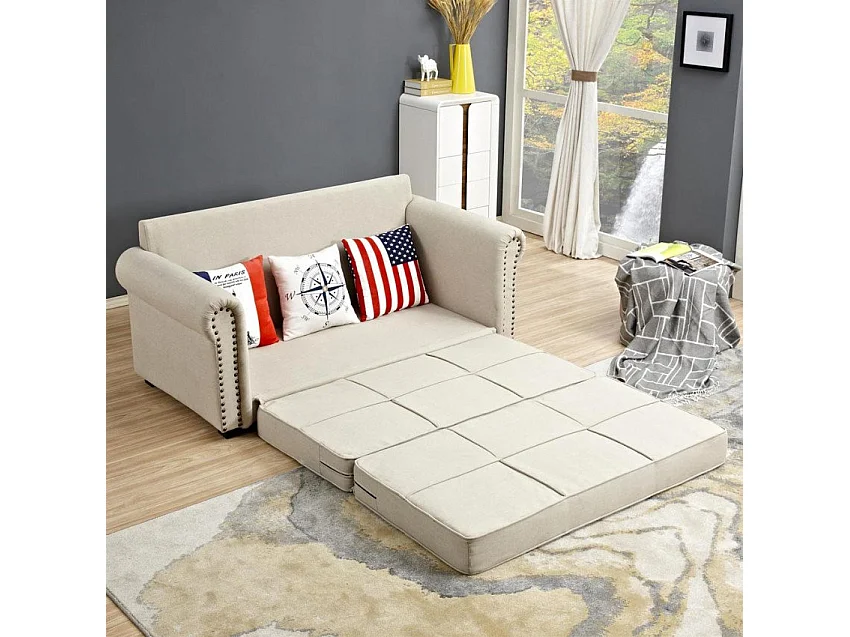 Canapé convertible 3 places en tissu avec coussins Ciliegio