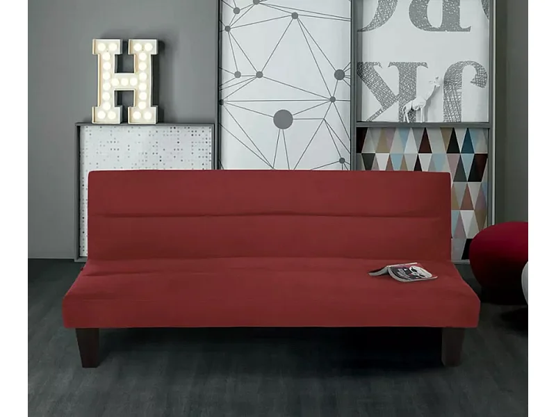 Ametista Rainbow 2-Sitzer Schlafsofa aus Samt und Mikrofaser in modernem Design - Rot