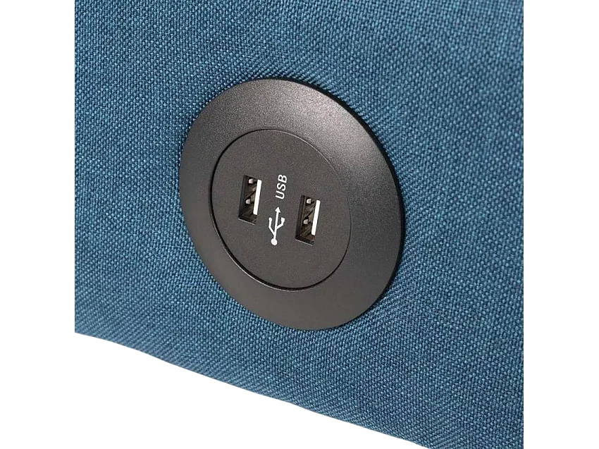 Divano letto clic-clac 2 posti in tessuto con porta USB Tasso