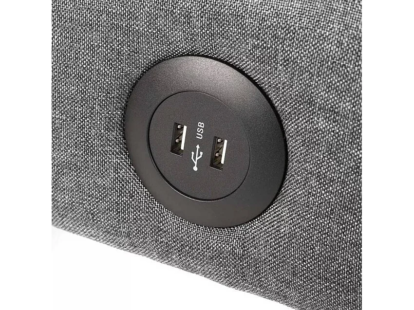 Divano letto clic-clac 2 posti in tessuto con porta USB Tasso