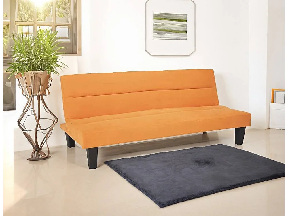 Sofá cama de microfibra efecto terciopelo 2 plazas diseño Ametista Rainbow - Naranja
