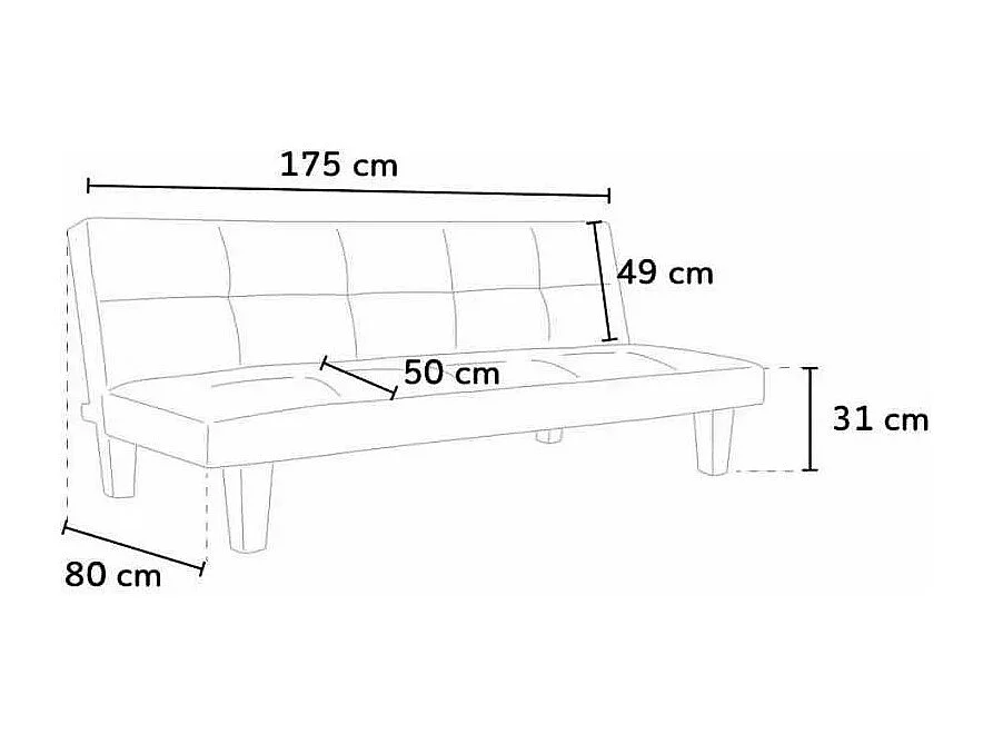Sofá cama 3 plazas cuero polipiel Topazio pronto letto - Negro