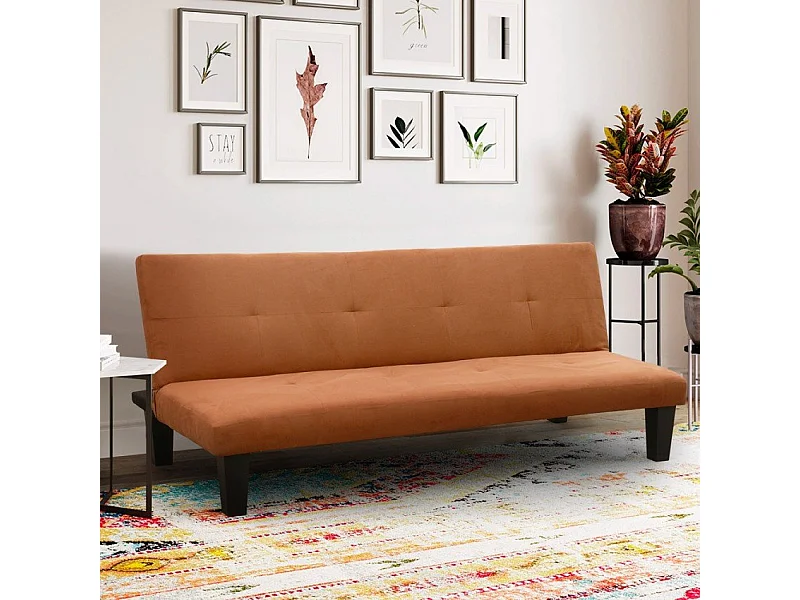 2- Sitzer Mikrofasersofa Klappsofa Schlafsofa mit Onyx-Füßen für Wohn- und Gästezimmer - Braun