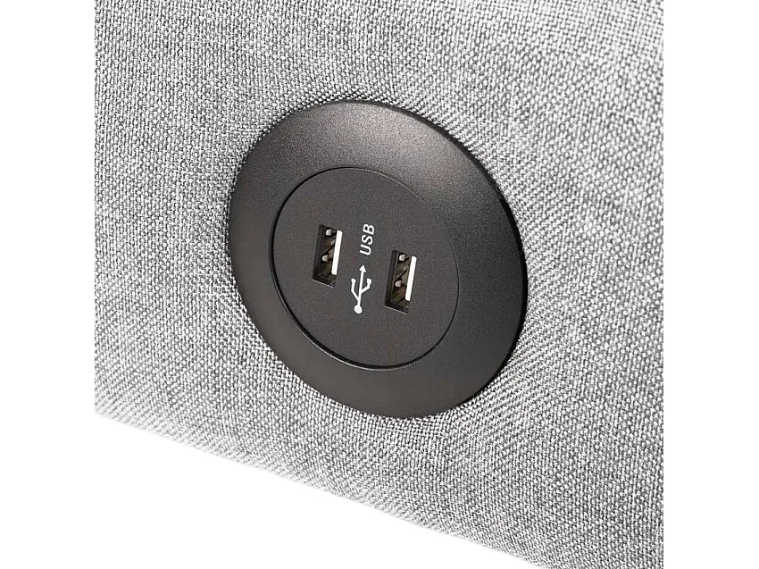 Sofá cama de tela con puerto USB y patas de metal design Astralis - Gris claro