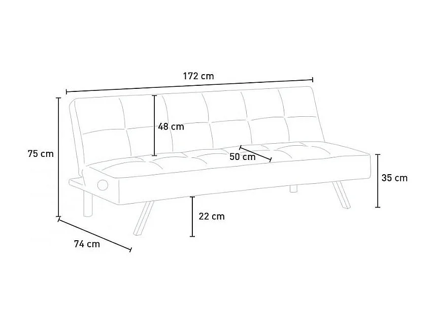 Schlafsofa aus Stoff mit USB-Anschluss und Metallbeinen Design Astralis - Hellgrau