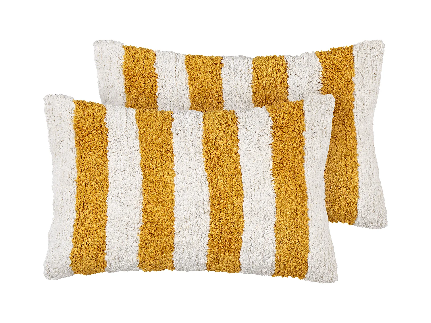 Lot de 2 coussins décoratifs HELIANTHUS Coton 30 x 50 cm Blanc À rayure
