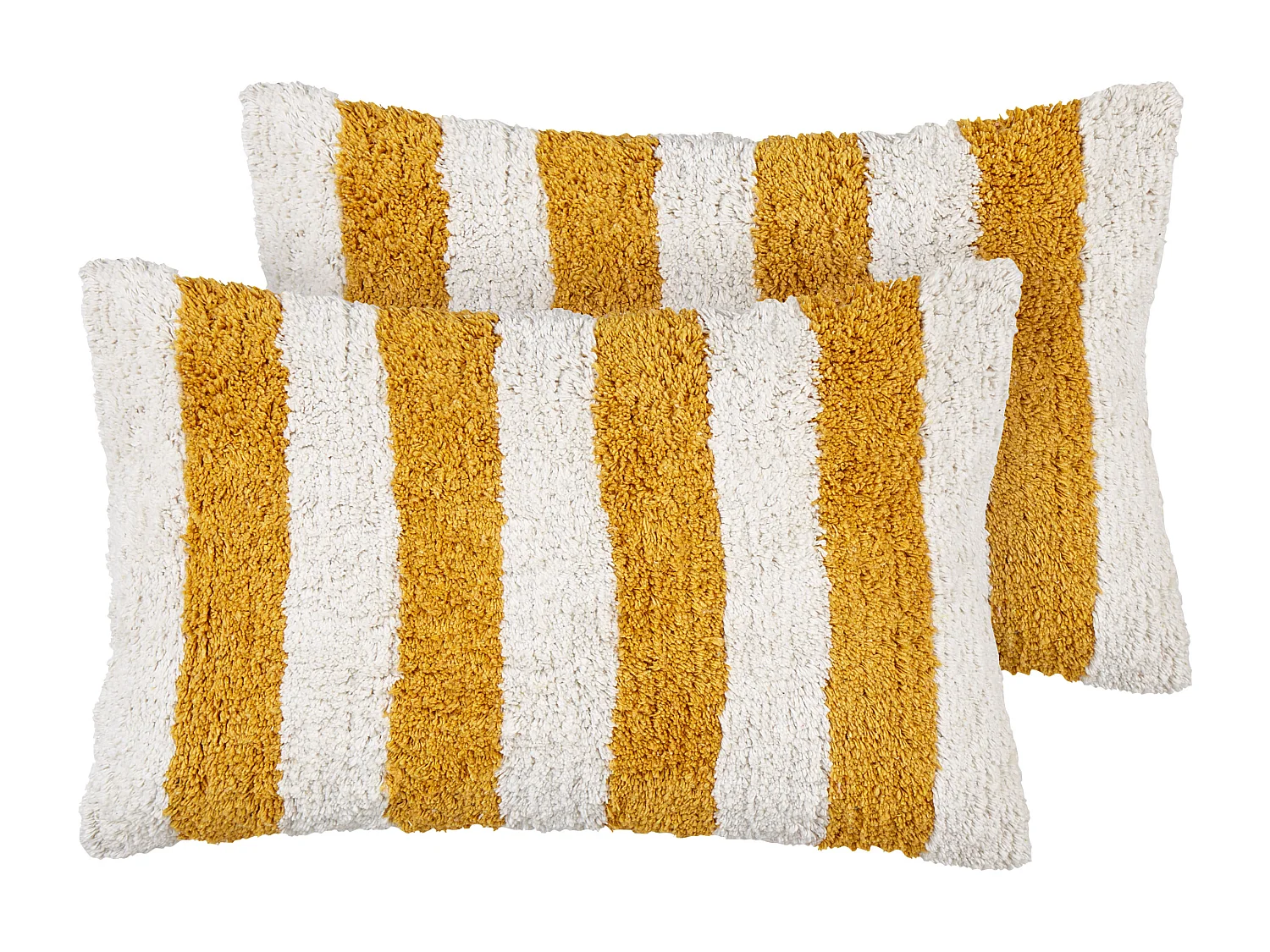 Dekokissen 2er Set HELIANTHUS Baumwolle 30 x 50 cm Weiss Streifenmuster